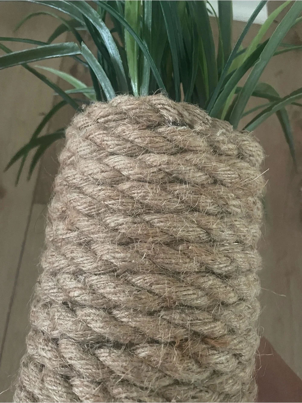 Natural Jute Rope Planter with Green Artificial Grass